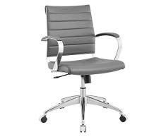 Modway Jive - Silla de oficina giratoria con respaldo medio, color gris