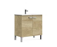 Baikal Mueble de Baño Neo, Dos Puertas, Mueble con Patas. Varios Acabados y Medidas. Melamina 16mm. Mueble MONTADO. 2 Puertas sin Espejo 80 cm Nature