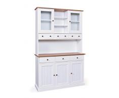 Inter Link Eatontown Aparador con 5 Puertas y 3 cajones, Madera, Blanco, Pino Macizo, Bianco, 205x131x45 cm