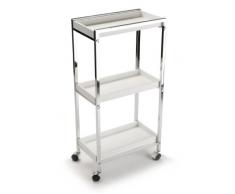 Versa 18462714 Carro de baño con Ruedas y 3 baldas, Metal, MDF y cubertura cromada, Blanco y Plateado, 81 x 40 x 23,5 cm