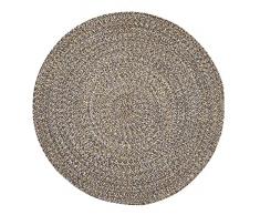 Luxor Living Alfombra Redonda de Tejido Plano, Estilo Bohemio étnico, Hecha a Mano, de algodón, Fibra Natural, Color: Gris y Amarillo, tamaño: 80 x 80 cm