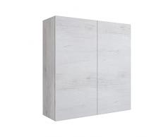 Mama Store Armario Doble de 2 Puertas y Sistema de Apertura Push and Pull, Laminado, L. 68 x 22, Madera de ingeniería, Roble Blanco, L. 68 X P. 22 X H. 71 CM