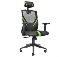 Mars Gaming MGC-ERGO Verde, Silla Gaming Ergonómica, Malla Transpirable, Soporte Ajustable Cervical + Lumbar + Reposabrazos