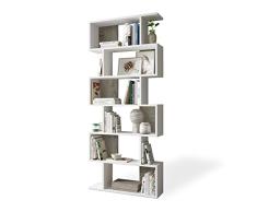 Habitdesign. Estantería Alta, Libreria Decorativa, Separador Ambientes, Modelo Ethna, Acabado en Blanco Artik y Roble Alaska, Medidas: 80 cm (Ancho) x 192 cm (Alto) x 25 cm (Fondo)