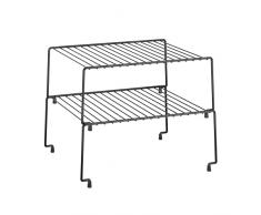 Metaltex Juego de 2 estantes apilables, Negro, 33 x 23 x 13 cm, Individual