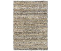 HAMID - Alfombra Yute Lana Olivia, Alfombra Lana y Yute, Tejida a Mano Tejida para Salon, Dormitorio, Sala de Estar Color Azul Jaspeado, (160x230cm)