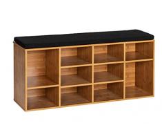 WENKO Acolchado Loft, Zapatero con Asiento, Madera de ingeniería Poliéster, marrón, 103 x 48 x 29,5 cm
