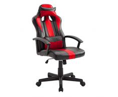 HAPPY GARDEN Silla Gamer Negra y roja Crash, Silla Gaming, Silla de Oficina ergonómica con Soporte Lumbar y reposacabezas, giratoria, Altura Regulable y Respaldo reclinable