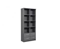 Inter Link Estantería de pie Abierta con 4 cajones, 8 Compartimentos y estantes Ajustables como estantería para Libros, decoración, archivadores, Oficina, 81,5 x 40 x 191,2 cm, Color Gris Antracita