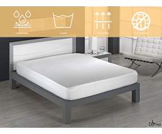 Dormio - Protector de Colchón Impermeable y Transpirable 100% Algodón de Tejido Plano 135x190/200, Color Blanco, Modelo Naranja