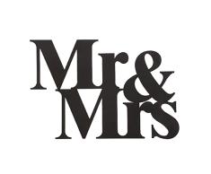 Decoración de Pared en Metal Mr & Mrs Negro – Art, Casa, Déco – para Estar, Escritorio, Pared