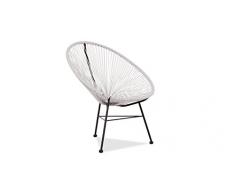 Acapulco silla blanca Sillón metálico cuerdas blancas para jardín, terraza, balcón, terrado, exterior, hostelería. 1 unidad