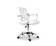 La Silla Española Tenerife Ruedas, Poliéster, Blanco, 59x54x101 cm, reposabrazos, con ruedas, altura ajustable