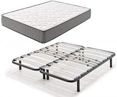 HOGAR24 ES Viscofarma 3D Colchón viscoelástico + Somier multiláminas con Patas y reguladores lumbares, 180 x 180 cm