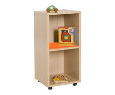 Mobeduc Mueble Infantil Bajo estantería 360, Haya, Haya y Naranja, 36x40x76.5 cm