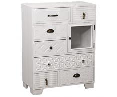 DRW Mueble de Entrada Consola de Madera con 7 cajones y 1 Puerta en Blanco 70x34x90cm