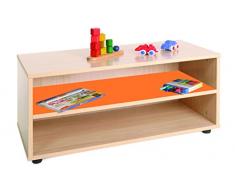 Mobeduc Mueble Infantil Superbajo estantería, Haya, Haya y Naranja, 90x40x44 cm
