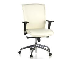 hjh OFFICE 600110 Silla ejecutiva Murano 10 Cuero Crema, Silla de Oficina con Ruedas Silla giratoria