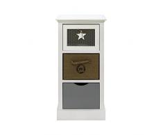 Rebecca Mobili Comóda Blanca Beige Gris, mesita de Noche Moderna con 3 cajones, Madera, para baño para Dormitorio, Idea para amueblar el hogar - Medidas: 69 x 34 x 29 cm (AxANxF) - Art. RE6124