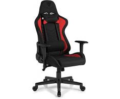 SENSE7 Tela para Juegos Oficina Spellcaster Gamer Silla ergonómica Reposabrazos Estructura de Acero de una Pieza Ángulo de inclinación Ajustable, Nailon, Rojo/Negro, 43-52 x 69,5 x 57