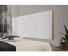 ECCOX - Cabecero de Cama Dos Rombos en Polipiel - Cabezal Tapizado en Polipiel con Acolchado de Espuma y Refuerzo Trasero - Color Blanco - 112 cm para Camas de 80 cm