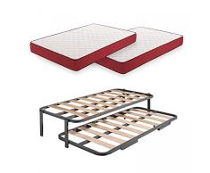 HOGAR24 ES Cama Nido Metálica Reforzada + 2 Colchones Viscoelásticos Viscoplus 15, 90x190