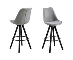 Amazon Brand - Movian Arendsee - Juego de 2 taburetes de bar, 55 x 48,5 x 111,5 cm, gris