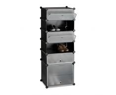 Relaxdays Zapatero Estrecho Modular con 6 Compartimentos, Negro, 126 x 49 x 36.5 cm