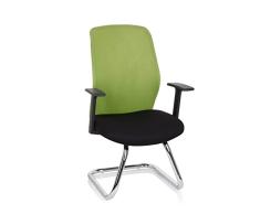 hjh OFFICE Silla de confidente Lester V Tela/Tejido de Malla Verde/Negro