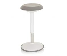 hjh OFFICE 830096 Taburete de Trabajo BALANCE SIT III W Tela Blanco/Gris, Taburete con Efecto mecedor para un Respaldo Recto, ergonómico, Ajustable en Altura