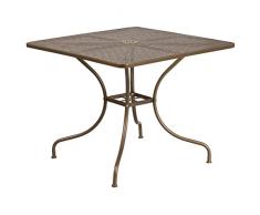 Flash Muebles 35,5 Cuadrado Indoor-Outdoor Acero Patio Mesa, Metal, Dorado, 35.5 D x 35.5 W x 28.75 H