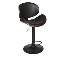 THE HOME DECO FACTORY Silla de Barra Alta Retro de Madera, Hierro, Negro, 52.5 x 51 x 97-118