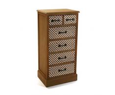 Versa 21080063 Comoda Severn con 6 Cajones, Madera de Pino de Nueva Zelanda, Marron/Blanco/Negro, 101 X 35.5 X 48 Cm