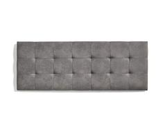 ECCOX - Cabecero de Cama Capitone a Cuadros de Tela Antimanchas Aquaclean- Cabezal Tapizado con Acolchado de Espuma y Refuerzo Trasero - Color Gris - 152 cm para Camas de 120 cm