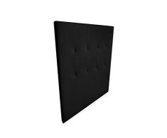 DUÉRMETE ONLINE Cabecero Burdeos Acolchado, Tapizado Premium en Polipiel de Alta Gama, Práctico y de Atractivo Diseño, Madera, Negro, 130 x 120 cm (Cama 120)