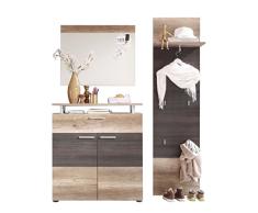 trendteam smart living Polo Pasillo Muebles Armario Set, roble oscuro marrón