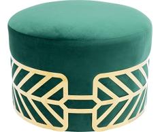 Kare Taburete de diseño Jenna Verde Aterciopelado, Accesorio para el hogar, Redondo, Altura del Asiento 41 cm