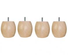 Margot – Douceur Bola – Juego de 4 Patas de somier Madera 9,5 x 9,5 x 9,8 cm, Madera, Natural, 9,5 x 9,5 x 9,8 cm