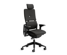 Steelcase Please Silla de Oficina Ergonómica con Altura, Soporte Lumbar, Brazos y reposacabeza Ajustables, Mecanismo reclinable, Respaldo Alto, Tapicería Cómoda en tejido negro