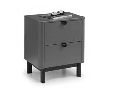 Julian Bowen Chloe Mesita de Noche con 2 cajones, Madera de ingeniería, Storm Grey/Black, Height: 53, Width: 46, Depth: 34cm