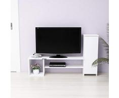 Homemania Mueble TV Nice con Puertas y Estantes, Aglomerado de Melamina, Blanco, 151 x 29.5 x 90 cm