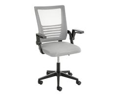 BARONI Home Silla de Oficina Giratoria Acolchada, Sillón de Oficina con Altura Regulable y Reposabrazos, con Asiento Ergonómico, Color Gris, 63x50x100 cm