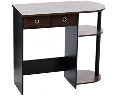 Furinno Go Green Escritorio De Computadora, Madera, Columbia Nogal/Negro/marrón Oscuro, 39.62 x 80 x 72.39 cm