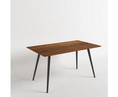 Shiito - Mesa de Comedor - 160 x 90 x 75 cm - Modelo Nilo - Diseño Escandinavo - Moderno y Sencillo - MDF Madera Nogal - Patas de Metal - Color Marrón