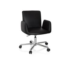 hjh OFFICE 600996 Silla de Oficina DESIGNIA Piel sintética Negro, Sillón de diseño Moderno, Asiento Acolchado cómodamente con reposabrazos