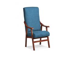 Abuelo a Gusto - Silla Brazos de Madera, Respaldo Recto, Ideal para Personas Mayores, Movilidad Reducida o Dolor Espalda. Usada en residencia y geriátricos. Tamaño: 57x69x116 cm. (Cerezo, Azul)