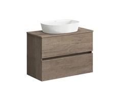 Baikal Mueble de Baño Onyx, 2 cajones, suspendido en Pared, con Lavabo cerámico. Mueble Montado, Melamina 16,Mueble F39 + Top + Lavabo 90 cm Nebraska
