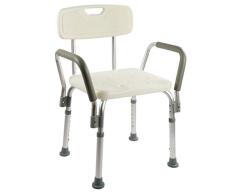 OrtoPrime Silla Ducha con Respaldo Extraíble - Taburete Baño Ortopédico Adultos y Niños - Reposabrazos Acolchados - Regulable 6 Alturas - Asiento de Aseo Cómodo y Seguro