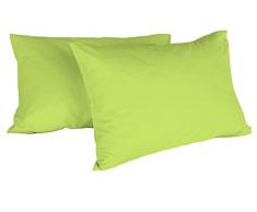 Max Color Pareja de Fundas de Almohada, 100 % Algodón, Verde àcido, 52x82cm