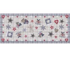 VILBER Alfombra Bells Gris (78x180x0,2 cm), PVC Poliester, Antideslizante, Lavable, Resistente al Calor, con Posibilidad de Caminos de Mesa y Manteles Individuales a Juego.